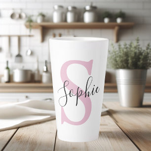 Moderne personalisierte Namensmonogramm Rosa Milchtasse