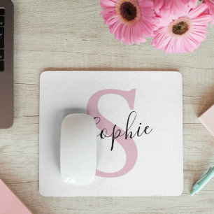 Moderne personalisierte Namensmonogramm Rosa Mousepad