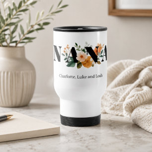 Moderne personalisierte Nana-Blumengeschenk Reisebecher