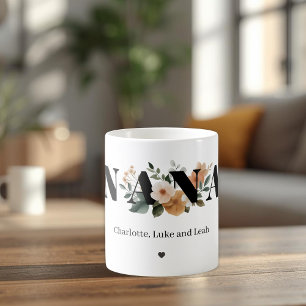 Moderne personalisierte Nana-Blumengeschenke Kaffeetasse