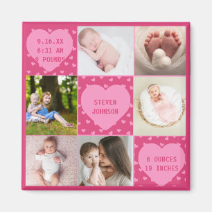 Moderne personalisierte Neugeborenen-Baby-Fotocoll Magnet
