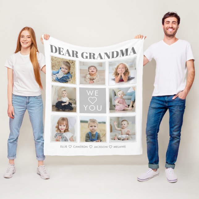 Moderne Personalisierte Oma Wir Liebe Sie 8 Fotos Fleecedecke (Beispiel)