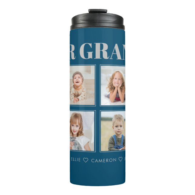 Moderne Personalisierte Opa Wir Liebe Sie 8 Fotos Thermosbecher (Vorderseite)