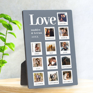 Moderne Personalisierte Paare Foto Liebe Dusty Blu Fotoplatte