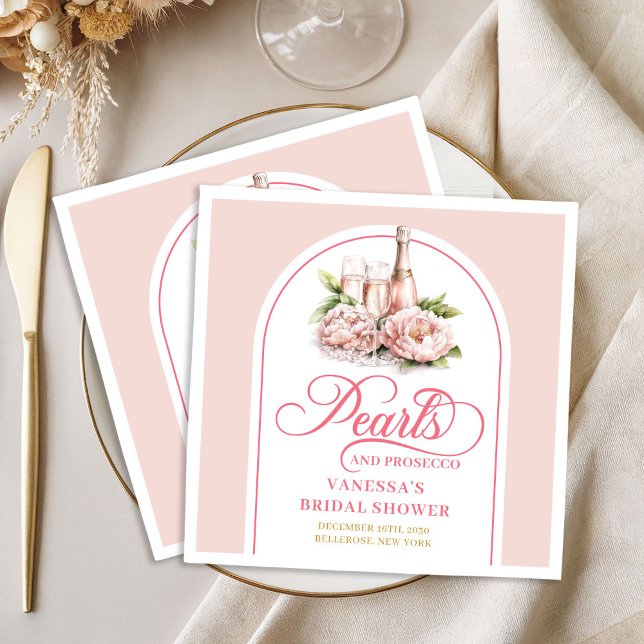 Moderne Personalisierte Rosa und Goldene Hochzeits Serviette (Modern Personalized Blush and Gold Bridal Napkin)