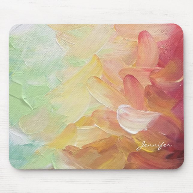 Moderne Personalisierte Rot Goldene Aquamarine Ölf Mousepad (Vorne)
