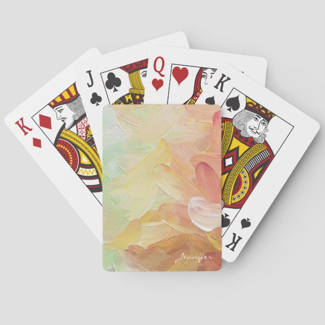 Moderne Personalisierte Rot Goldene Aquamarine Ölf Spielkarten (Rückseite)