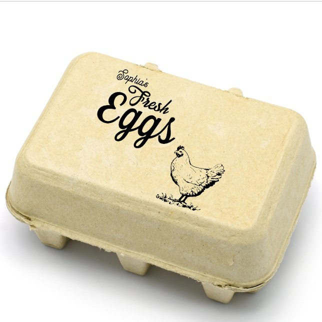 Moderne Personalisierte Rustikale Bauernbezeichnun Gummistempel (personalized rustic farm name for egg lovers)
