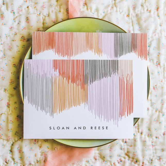 Moderne Personalisierte Stationierung Mitteilungskarte (Pink Modern Fringe personalized note card set.)