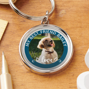 Moderne personalisierte Tierfotos für Hundebesitze Schlüsselanhänger