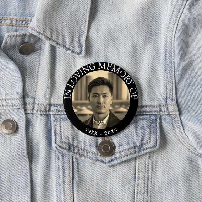 Moderne Personalisierte Todesfoto-Gedenkstätte Button (Beispiel)
