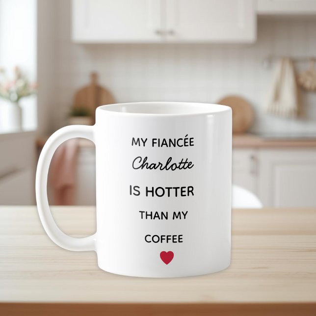 Moderne personalisierte Verlobte Kaffeetasse (Von Creator hochgeladen)