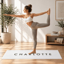 Moderne personalisierte weiße Namens-Yoga-Matte