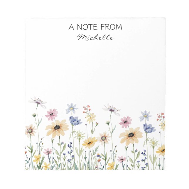 Moderne Personalisierte Wildblume Notizblock (Vorderseite)