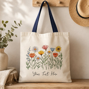 Moderne Personalisierte Wildblume Tragetasche