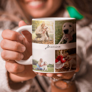 Moderne Personalisierten 10 Foto Sammelhund Weiß Zweifarbige Tasse