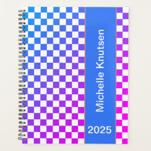 Moderne Personnalisé bleu et rose À damiers 2025