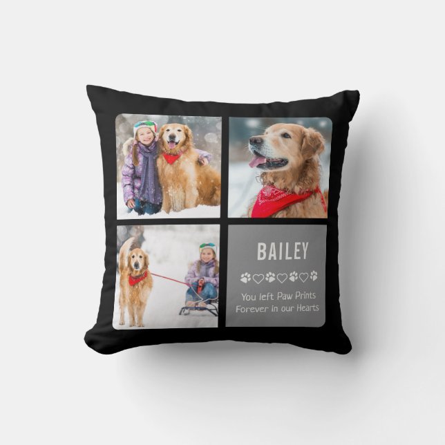 Moderne Pet Memorial Pet Loss Geschenk Collage Kissen (Vorderseite)