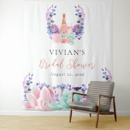 Moderne Petals & Prosecco Sukkuläres Brautparty Wandteppich