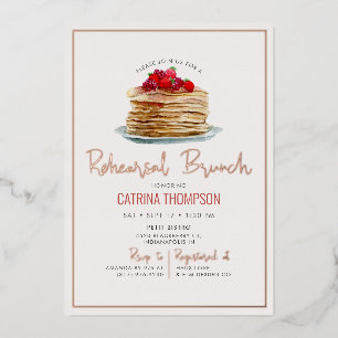 Moderne Pfannkuchen-Probe-Brunch Roségold Folieneinladung