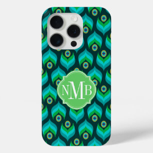 Moderne Pfauenfeder-Muster-Monogramm-Hülle Case-Ma Case-Mate iPhone Hülle