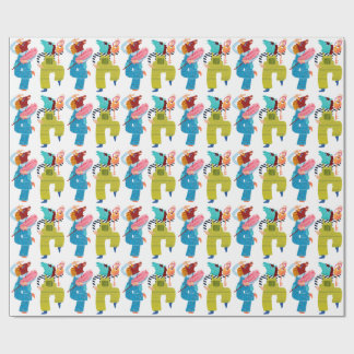 Moderne Pferd-Collage-Charakter-Kunst (Halbglanz)  Geschenkpapier