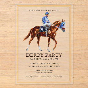 Moderne Pferderennen Derby-Party Reitsport Acryleinladungen