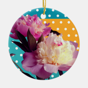 Moderne Pfingstrosen-Blumen-Foto-Dekoration Keramik Ornament