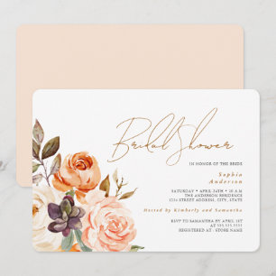 Moderne Pfirsich-Rosa-Blumen-Brautparty Einladung