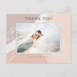 Moderne Pfirsichblüte Botanische Hochzeit Vielen D Postkarte