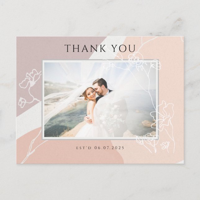 Moderne Pfirsichblüte Botanische Hochzeit Vielen D Postkarte (Vorderseite)