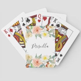 Moderne Pfirsichfarben-Blume mit Namen Spielkarten