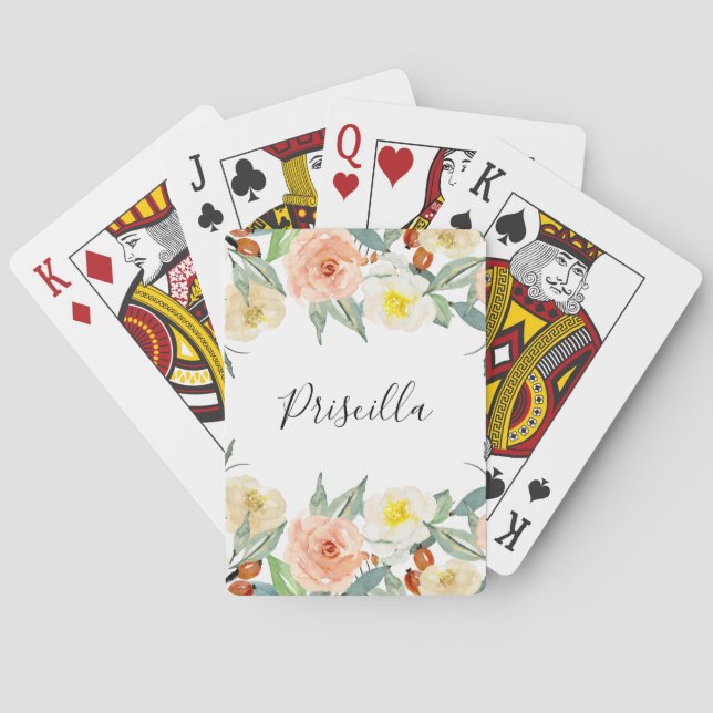 Moderne Pfirsichfarben-Blume mit Namen Spielkarten (Rückseite)