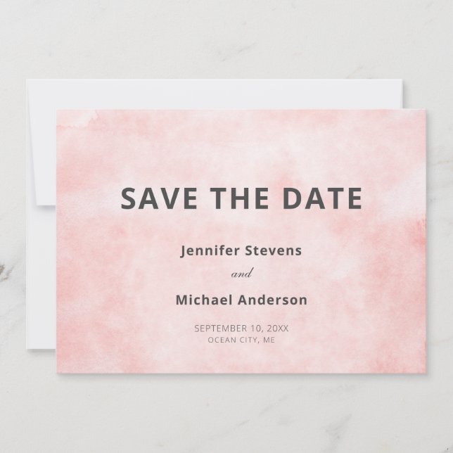Moderne Pfirsichfarben Saubere Minimalistische Hoc Save The Date (Vorderseite)