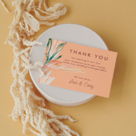 Moderne Pfirsichhochzeit Dankeskarte