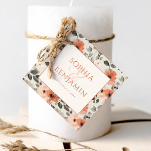 Moderne Pfirsichhochzeit Geschenkanhänger