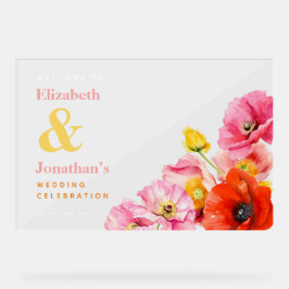 Moderne Pfirsichrosa orange gelbe Pflaumen Willkom Acrylschild