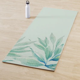Moderne Pflanze des blauen Ozeans Wasserfarbe Yogamatte