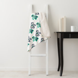 Moderne Pflanze Leaf Flora Muster Weiß Sherpadecke