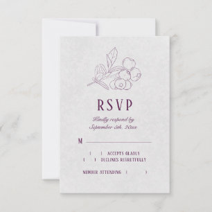 Moderne Pflaume Silver Gray Botanische Hochzeit RSVP Karte