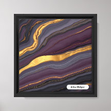 Moderne Pflaumen-Metallisch-Achat-Marmor-Abstrakte