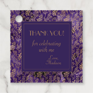 Moderne Pflaumen-Purple-Gold-Blatt-Monogramm-Danke Geschenkanhänger