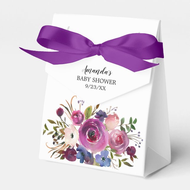 Moderne Pflaumenblumen Baby Dusche Gefälligkeitsbo Geschenkschachtel (Vorderseite)