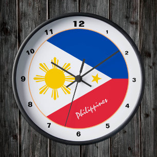 Moderne philippinische Flagge, philippinische Zuha Runde Wanduhr