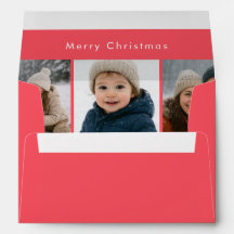 Moderne Photo de Noël Personnalisé Rouge Clair Réj