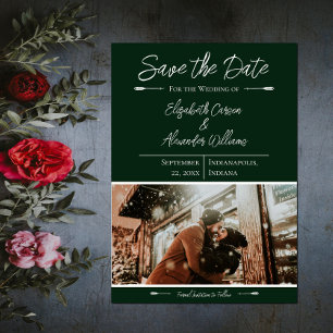 Moderne Photo Save The Date   Vert Emeraude