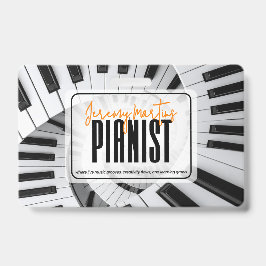 Moderne Piano Spirals Black&White Orange Pianist Ausweis