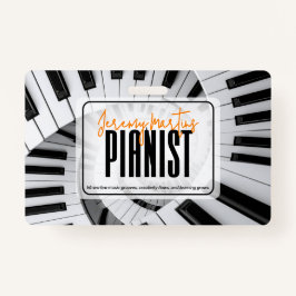 Moderne Piano Spirals Black&White Orange Pianist Ausweis