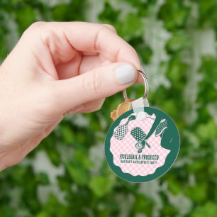 Moderne Pickleball- & Prosecco-Junggesellinnen-Abs Schlüsselanhänger