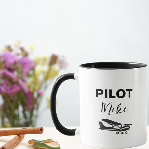 Moderne PILOT Text & Flugzeug, Personalisiertes Ge Tasse